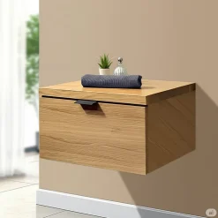 Etagère Salle De Bains|Byca Tiroir suspendu 48 cm en chêne - Massif naturel - Meuble de salle de bain design et fonctionnel