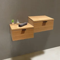 Etagère Salle De Bains|Byca Tiroir suspendu 48 cm en chêne - Massif naturel - Meuble de salle de bain design et fonctionnel