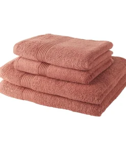 Serviette De Bain|Todays Tools TODAY Lot de 2 Serviettes de Bain 50x100 cm + 2 Draps de Bain 70x130 cm Terracotta 100% coton