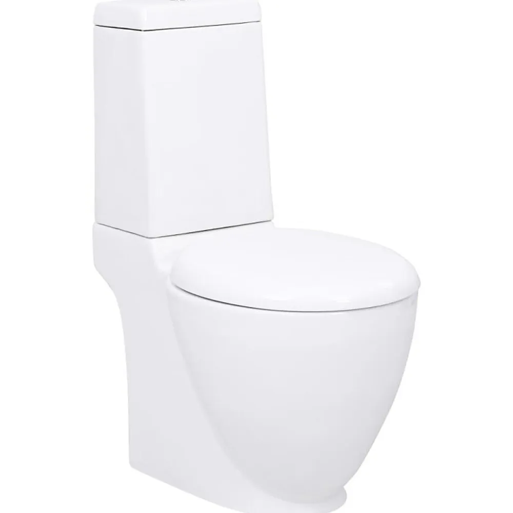 Vidaxl Toilette en céramique écoulement d eau à l arrière blanc