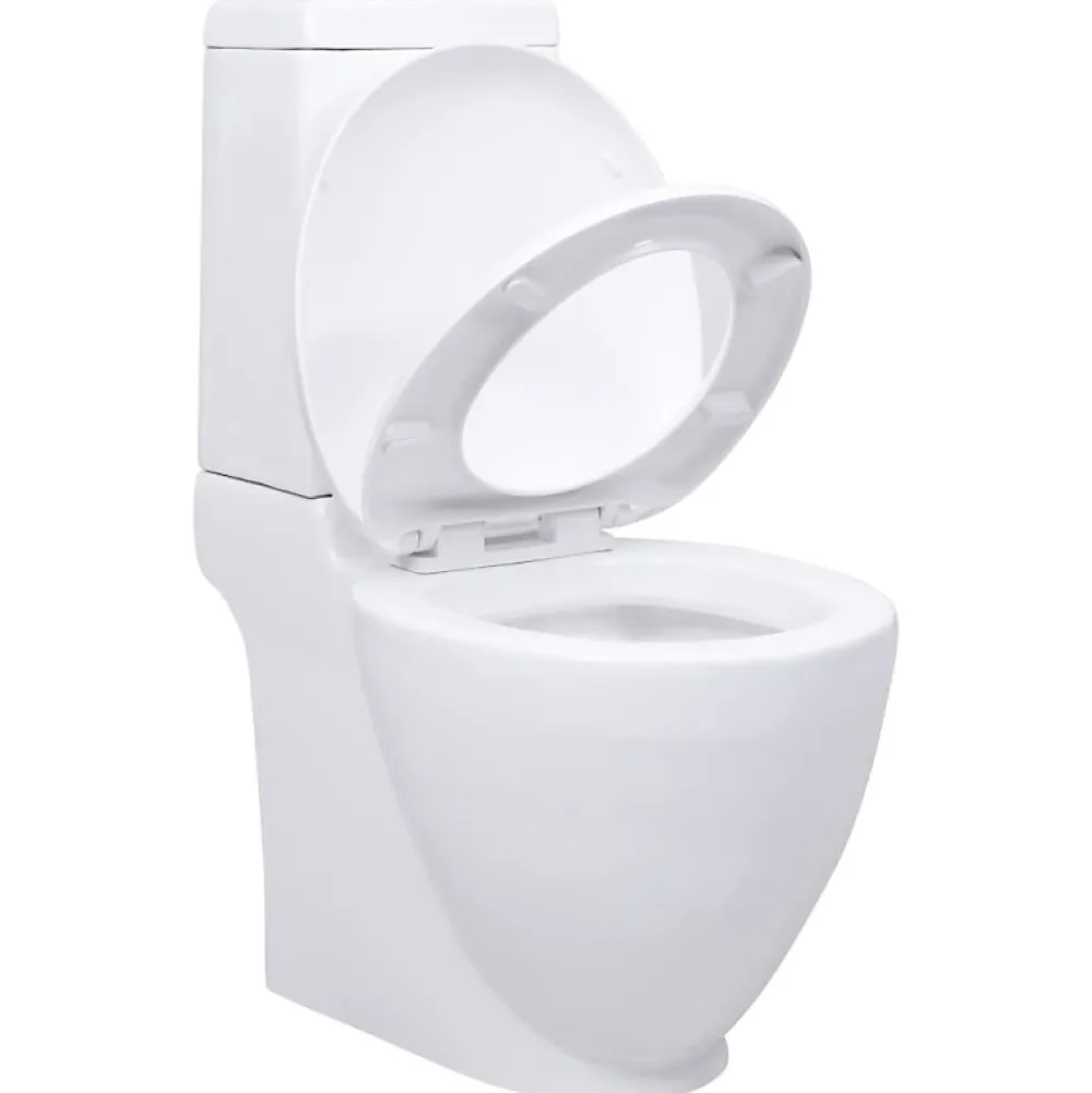 Vidaxl Toilette en céramique écoulement d eau à l arrière blanc