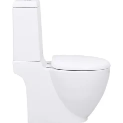 Vidaxl Toilette en céramique écoulement d eau à l arrière blanc