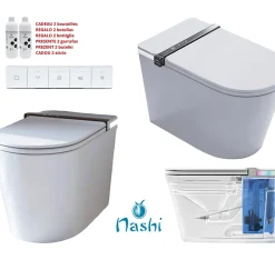 Nashi Toilette japonaise IANNA SORTIE VERTICALE, WC lavant automatique, haut de gamme