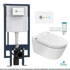 Nashi Toilette japonaise EOS PRO suspendue avec bâti-support, WC lavant automatique, gamme supérieure