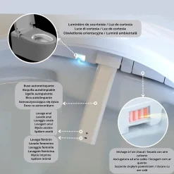 Nashi Toilette japonaise EOS suspendue avec bâti-support, WC lavant automatique, gamme supérieure