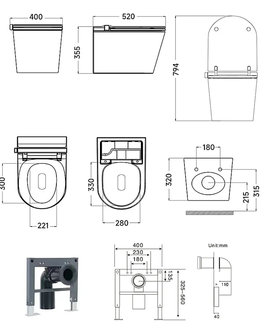 Nashi Toilette japonaise IANNA suspendue, WC lavant automatique, mural haut de gamme