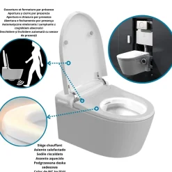 Nashi Toilette japonaise EOS PRO suspendue avec bâti-support, WC lavant automatique, mural gamme supérieure