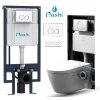 Wc Japonais|Nashi Toilette japonaise EOS suspendue avec bâti-support, WC lavant automatique, gamme supérieure
