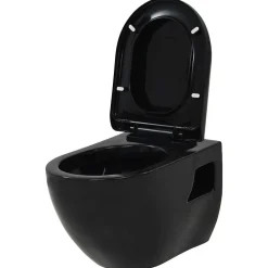 Wc Suspendu|Vidaxl Toilette suspendue au mur avec réservoir caché Céramique Noir