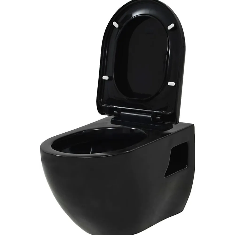 Wc Suspendu|Vidaxl Toilette suspendue au mur avec réservoir caché Céramique Noir