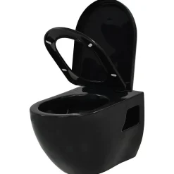 Wc Suspendu|Vidaxl Toilette suspendue au mur avec réservoir caché Céramique Noir