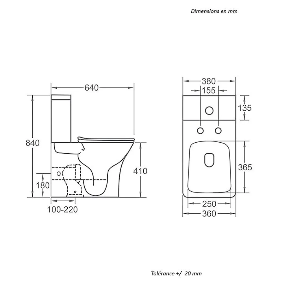 Stano Toilette WC à poser BRAGADO en ceramique noir mat