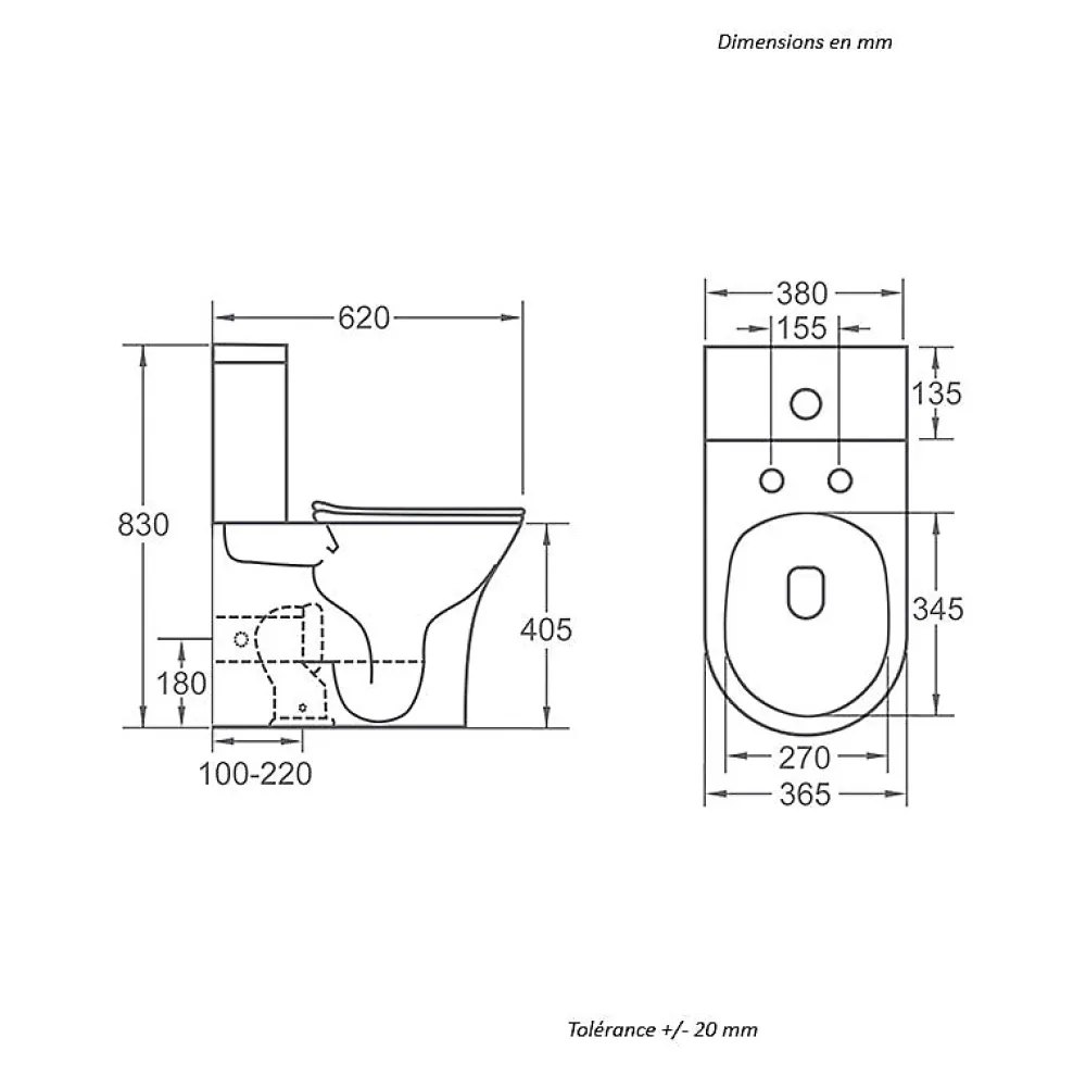 Stano Toilette WC à poser CIPOLI en ceramique noir mat