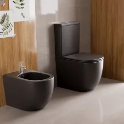 Wc À Poser|Aquore Toilette WC à poser GENOVA en ceramique noir mat