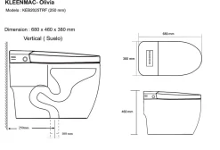 Wc Japonais|Kleenmac Toilettes intelligentes Olivia KEB2025TRF (sans réservoir) (toilettes japonaises) sortie verticale 250 mm Gris