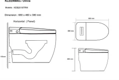 Wc Japonais|Kleenmac Toilettes intelligentes (sans réservoir) Olivia KEB2018TRW (toilettes japonaises) sortie horizontale 180 mm Gris