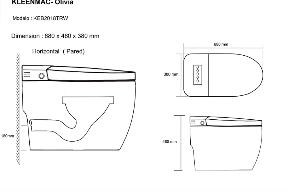 Wc Japonais|Kleenmac Toilettes intelligentes (sans réservoir) Olivia KEB2018TRW (toilettes japonaises) sortie horizontale 180 mm Gris