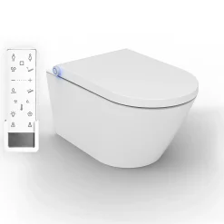 Bernstein Toilettes japonais céramique, WC lavant, séchoir air chaud, filtre odeurs + télécommande - 59,3x38,4x38cm - Pro+1102
