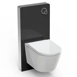 Bernstein Toilettes Japonais céramique, WC lavant japonais avec module noir (100,4x48,3x10,8cm) - WC 38,4x59,3x38cm - Basic 1102
