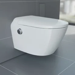 Bernstein Toilettes Japonaises céramique WC lavant suspendu, Télécommande, siège chauffant, Filtre, Séchoir - 59,5x42,5x43cm - T640PRO