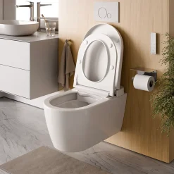 Wc Japonais|Duravit Toilettes Japonaises, WC japonais suspendu, WC lavant LED + Télécommande, siège chauffant, anti-tartre - 58x37,5x40,5cm - Soleil