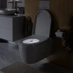 Wc Japonais|Duravit Toilettes Japonaises, WC japonais suspendu, WC lavant LED + Télécommande, siège chauffant, anti-tartre - 58x37,5x40,5cm - Soleil