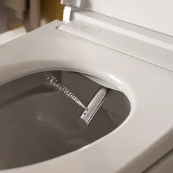 Wc Japonais|Duravit Toilettes Japonaises, WC japonais suspendu, WC lavant LED + Télécommande, siège chauffant, anti-tartre - 58x37,5x40,5cm - Soleil