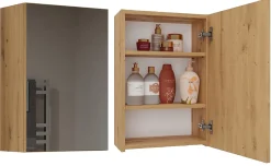 Armoire De Salle De Bains|Autres TONNI - Armoire de toilette murale 1 porte - Meuble Salle De Bain avec miroir - 40x22x60 cm - Rangement