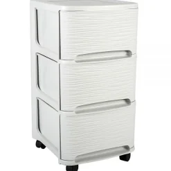 Eda Tour de rangement en plastique moderne 3 tiroirs - Blanc