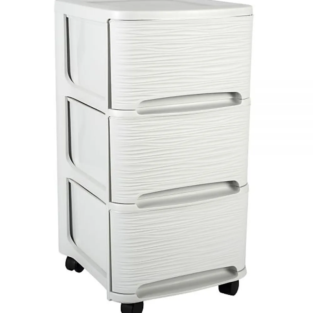 Eda Tour de rangement en plastique moderne 3 tiroirs - Blanc