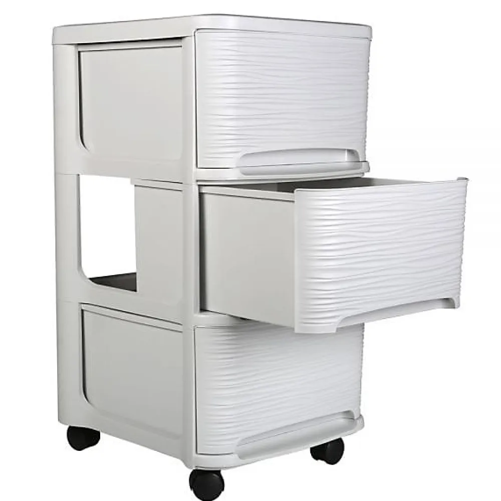 Eda Tour de rangement en plastique moderne 3 tiroirs - Blanc