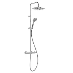 Swiss Aqua Technologies Tres Colonne de douche thermostatique XXL 250 + Douchette avec support coulissant et orientable 1 jet, Chrome (21639301)