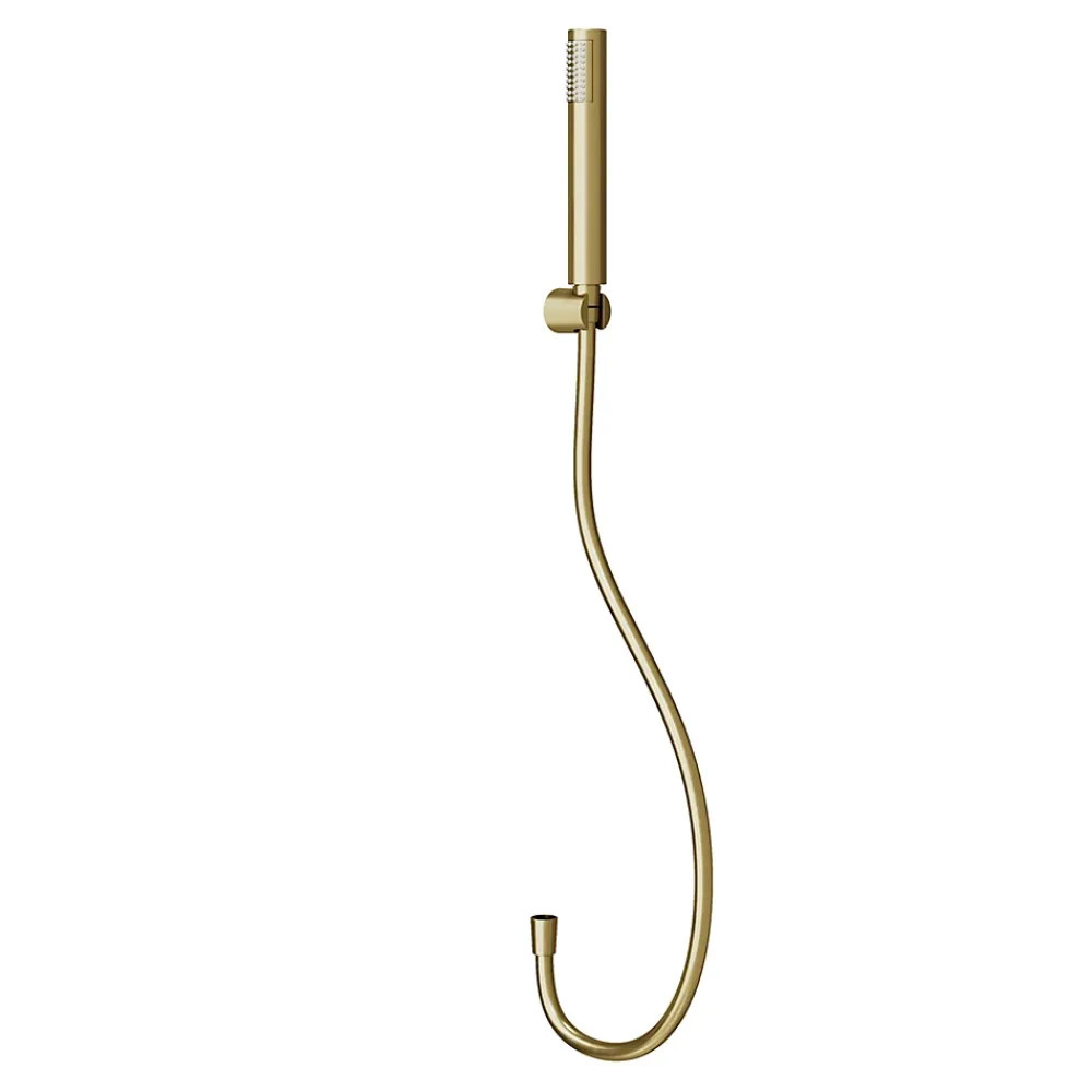 Pommeau De Douche, Flexible Et Barre De Douche|GoodHome Trio douchette + flexible + support, doré brossé, Owens