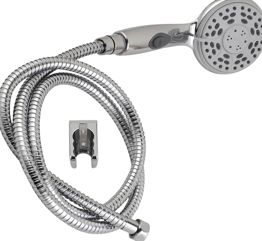 Pommeau De Douche, Flexible Et Barre De Douche|Edouard Rousseau Trio douchette + flexible + support chromé Stop