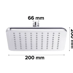 GoodHome Tête de douche carrée 20 x 20 cm, chrome, Milia
