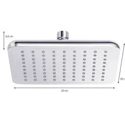 GoodHome Tête de douche carrée 20 x 20 cm, chrome, Milia