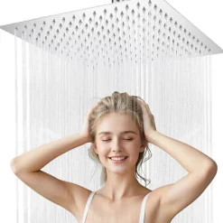 Pommeau De Douche, Flexible Et Barre De Douche|Sofetiy Max Tête de douche Inox Carrée 25cm Kit de douche