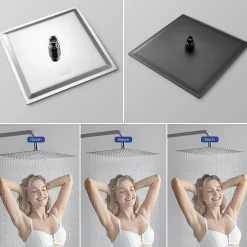 Pommeau De Douche, Flexible Et Barre De Douche|Sofetiy Max Tête de douche Inox Carrée 25cm Kit de douche
