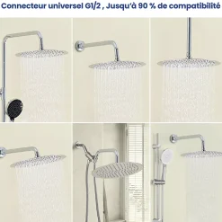 Sofetiy Max Tête de douche Inox Rond 30cm Kit de douche