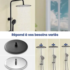 Pommeau De Douche, Flexible Et Barre De Douche|Sofetiy Max Tête de douche Inox Rond 30cm Kit de douche