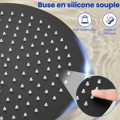 Pommeau De Douche, Flexible Et Barre De Douche|Sofetiy Max Tête de douche Inox Rond 30cm Kit de douche