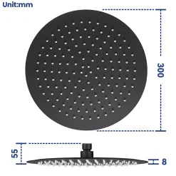 Pommeau De Douche, Flexible Et Barre De Douche|Sofetiy Max Tête de douche Inox Rond 30cm Kit de douche