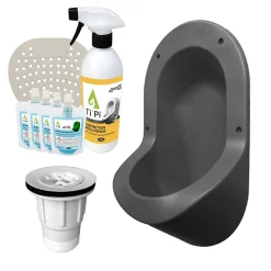 Ti'Pi Urinoir sans eau encastrable gris + kit valve parachute + pack entretien