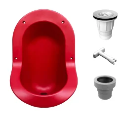 Ti'Pi Urinoir sans eau encastrable avec kit valve parachute et manchon droit - Polyéthylène - Rouge