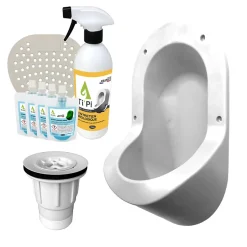 Ti'Pi Urinoir sans eau encastrable blanc + kit valve parachute + pack entretien