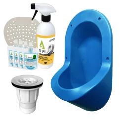 Ti'Pi Urinoir sans eau encastrable bleu + kit valve parachute + pack entretien