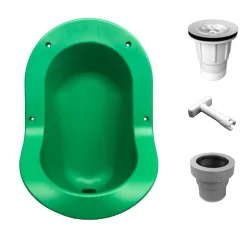 Urinoir|Ti'Pi Urinoir sans eau encastrable avec kit valve parachute et manchon droit - Polyéthylène - Vert