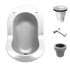 Urinoir|Ti'Pi Urinoir sans eau encastrable avec kit valve parachute et manchon droit - Polyéthylène - Blanc