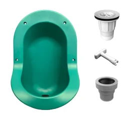 Urinoir|Ti'Pi Urinoir sans eau encastrable avec kit valve parachute et manchon droit - Polyéthylène - Bleu