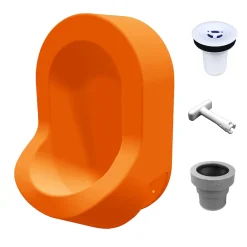 Urinoir|Ti'Pi Urinoir sans eau mural avec kit valve et manchon droit - Polyéthylène - Orange